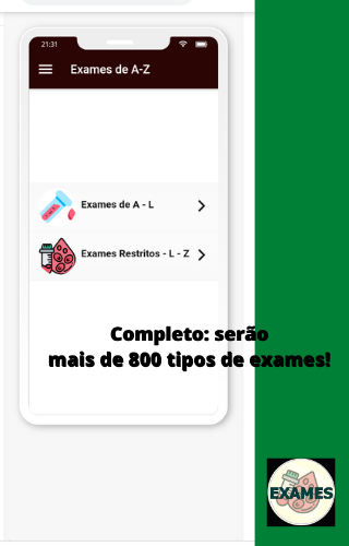 Nome do exame, tubo e amostra. Exames de A-Z