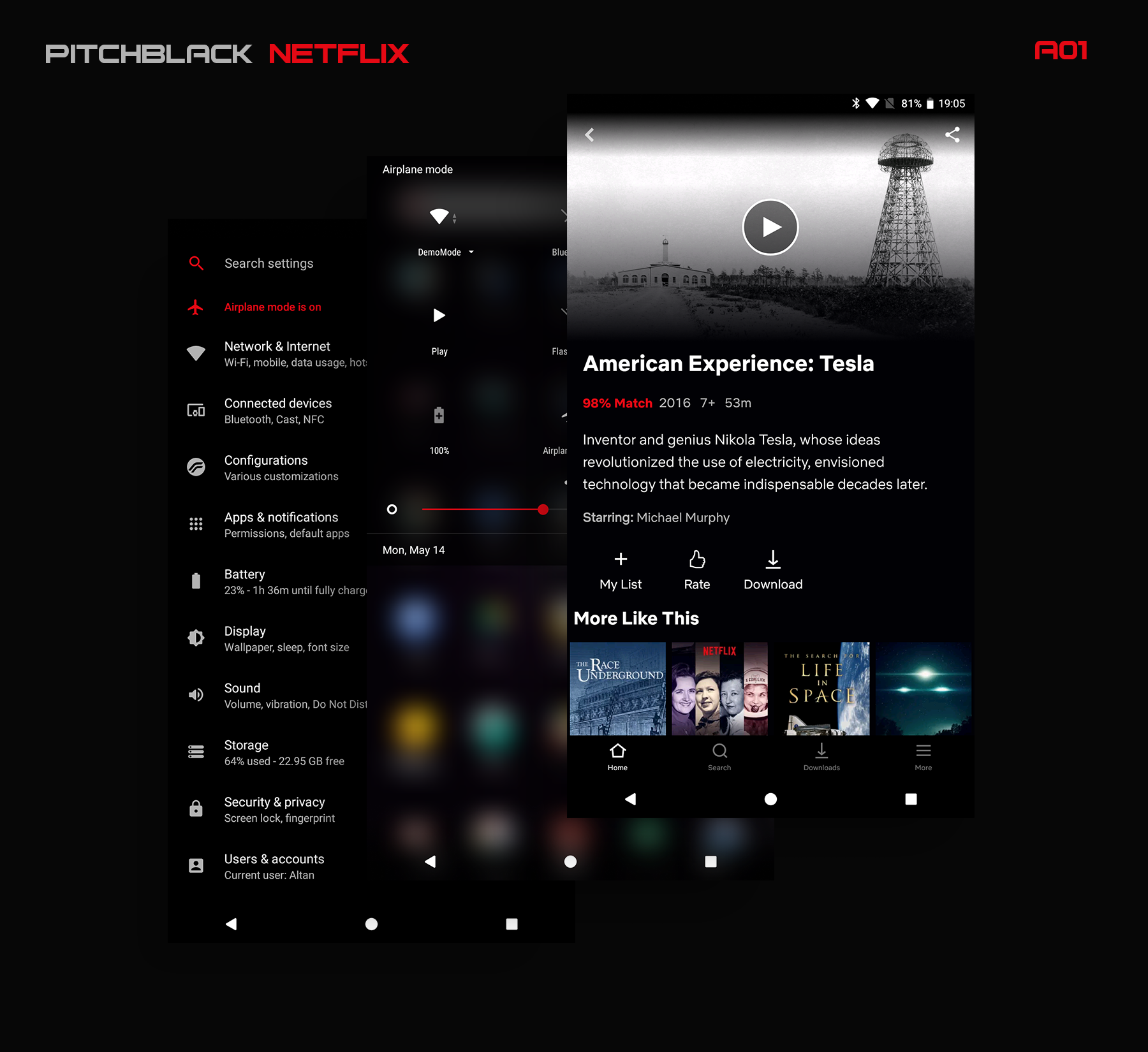 Android application PitchBlack - Substratum Theme For Oreo/Pie/10 screenshort