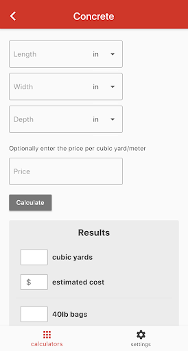 Android application Patio Calculator screenshort