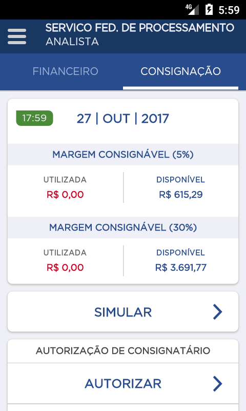 Android application Sigepe mobile screenshot