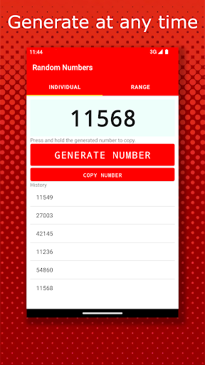 Android application Generator Random Numbers screenshort