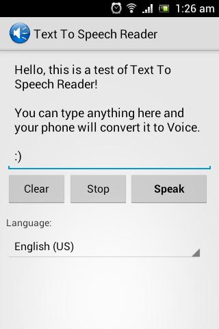 Android application Text To Speech Reader screenshort