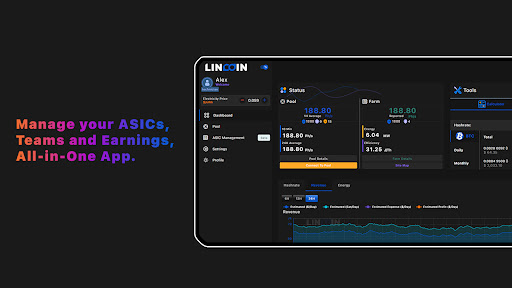 LINCOIN : Mining Dashboard Screen 3