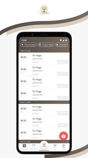 Android application Equilibre Pilates Yoga screenshort