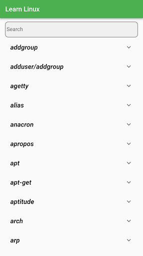 Android application Learn Linux Commands screenshort