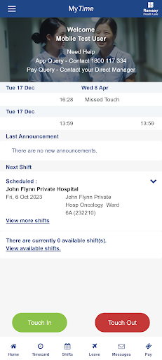 Android application MyTime - Ramsay Health Care screenshort
