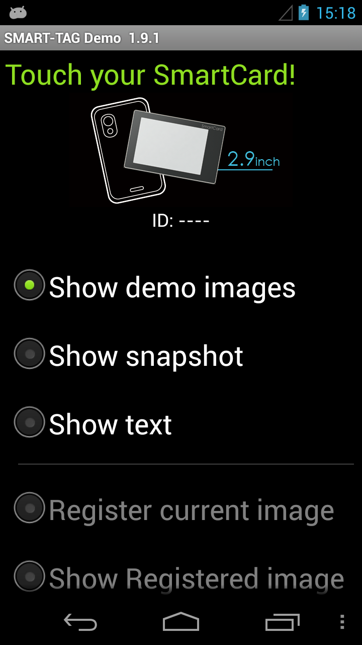 Android application Smart Tag Demo screenshort