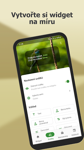 Android application Svátky a narozeniny widget screenshort