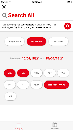 DanceAus Connect Screen 2