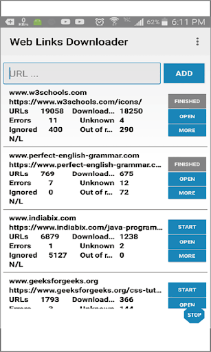 Android application Web Links Downloader screenshort