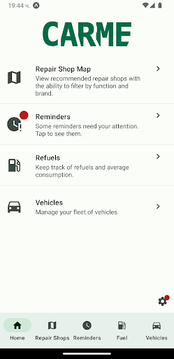 Android application Carme - car maintenance screenshort