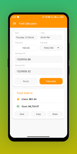 Fuel Calculator Meter Reading Screen 3