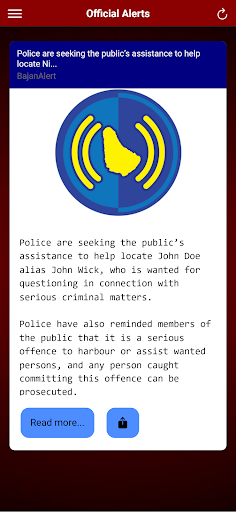 BajanAlert Screen 2