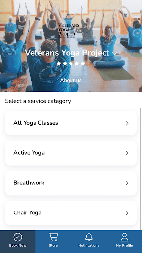 Screenshot of Veterans Yoga Project