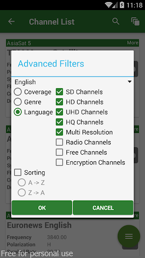 AsiaSat Frequency List Screen 2