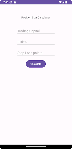 Android application Position Size Calculator screenshort