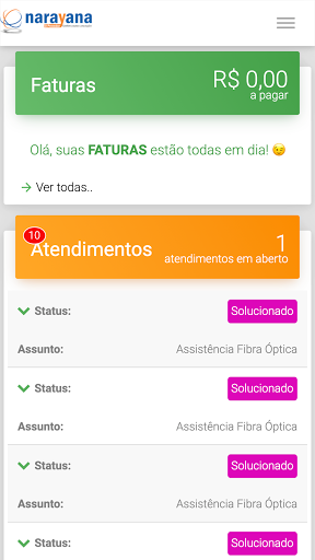 Android application Narayana O Provedor screenshort