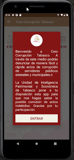 Android application Cero Corrupción Tabasco screenshort