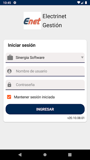 Android application Electrinet Gestión screenshort