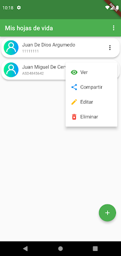 Android application Vitalia Hoja de vida Colombia screenshort