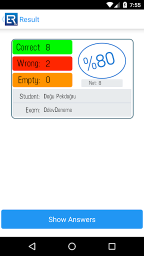 Exam Reader Homework Screen 3