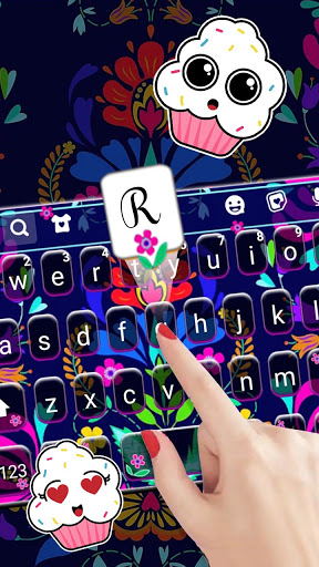 Blue Mexican Flowers Keyboard Screen 2