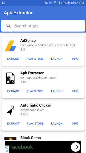 Android application APK Extractor screenshort