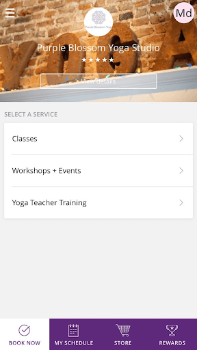 Android application Purple Blossom Yoga Studio screenshort