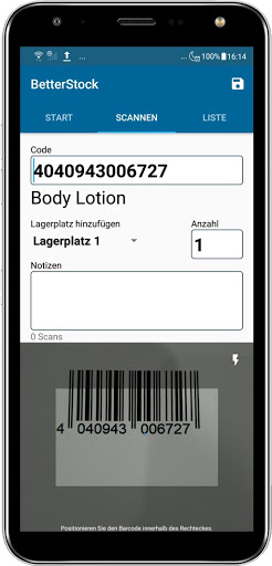 Android application Inventur mit BetterStock Pro screenshort