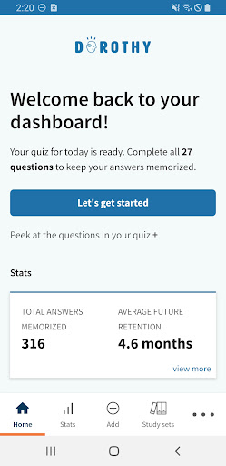 Android application Dorothy Memory App screenshort