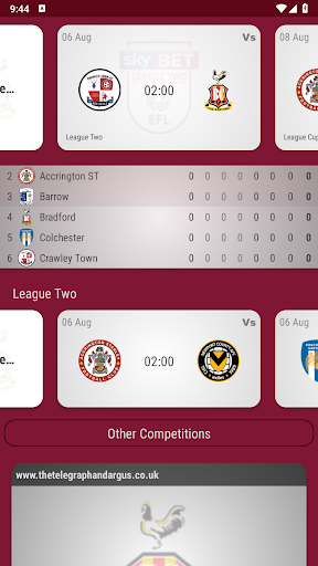 Android application Bradford City Fan App screenshort