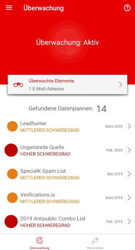 Android application Vodafone Cyber-ID-Schutz screenshort