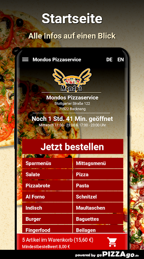 Mondos Pizzaservice Backnang Screen 2