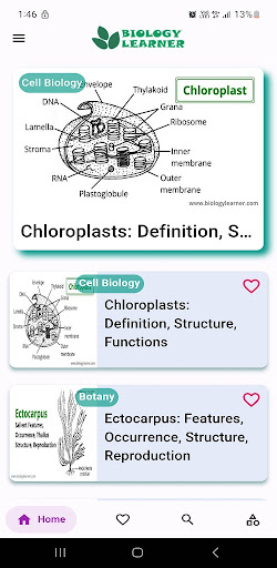 Android application Biology Learner screenshort