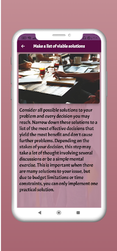 Steps to Decision Making Screen 3