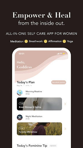 Screenshot of Goddess: Self Care, Wellbeing