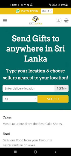 Android application Eatlanka - Sri Lanka Gifting screenshort