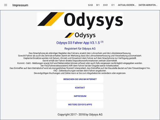 Android application Odysys D3 Fahrer App screenshort