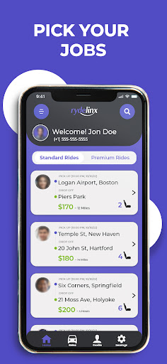 Android application Rydelinx Driver screenshort