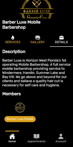 Barber Luxe Mobile Barbershop Screen 3