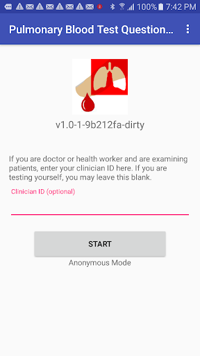 Android application Pulmonary Blood Test Questionn screenshort