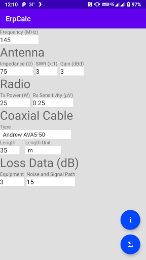 Android application ErpCalc screenshort