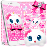 Cute Fluffy Kitten Pink Bow Theme icon
