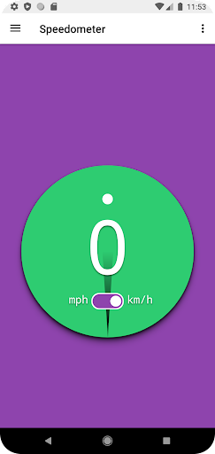 Android application Speedometer mph km/h screenshort