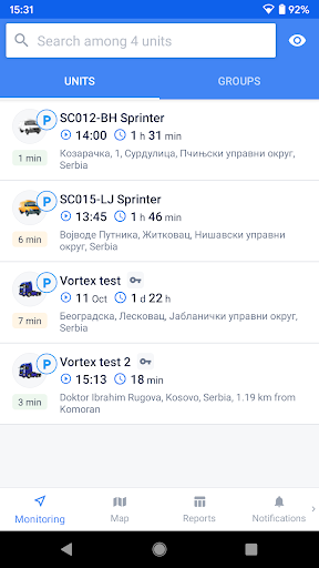 Android application GPS VORTEX screenshort