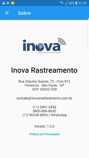 Inova Rastreamento Check-list Screen 2