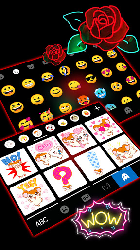 Red Rose Neon Keyboard Backgro Screen 3