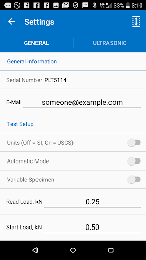 Android application Point Load Test screenshort