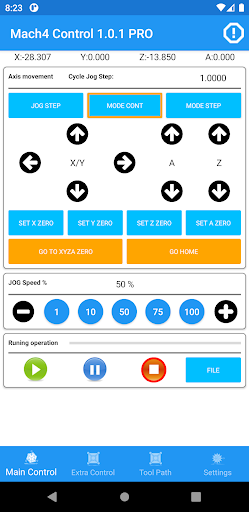 Android application CNC Control Mach4 PRO screenshort