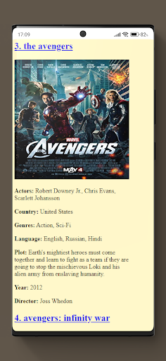 Movie-recommender Screen 3